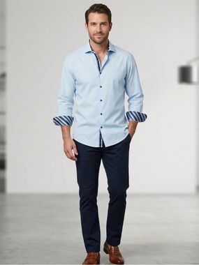 COOGI Men's Sky Blue Dress Shirt.Size 2XL 18.5 /19